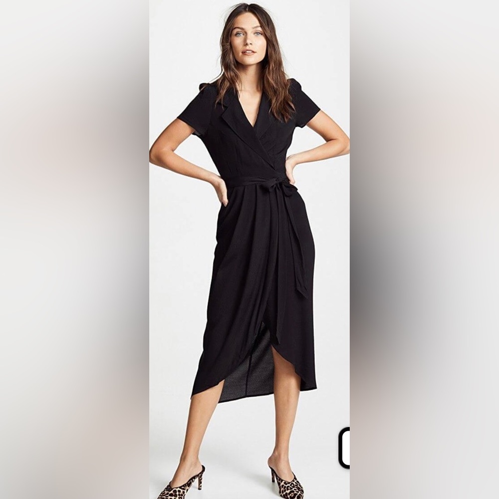Yumi Kim Women's Black Meet and Greet Short Sleeve Wrap Dress